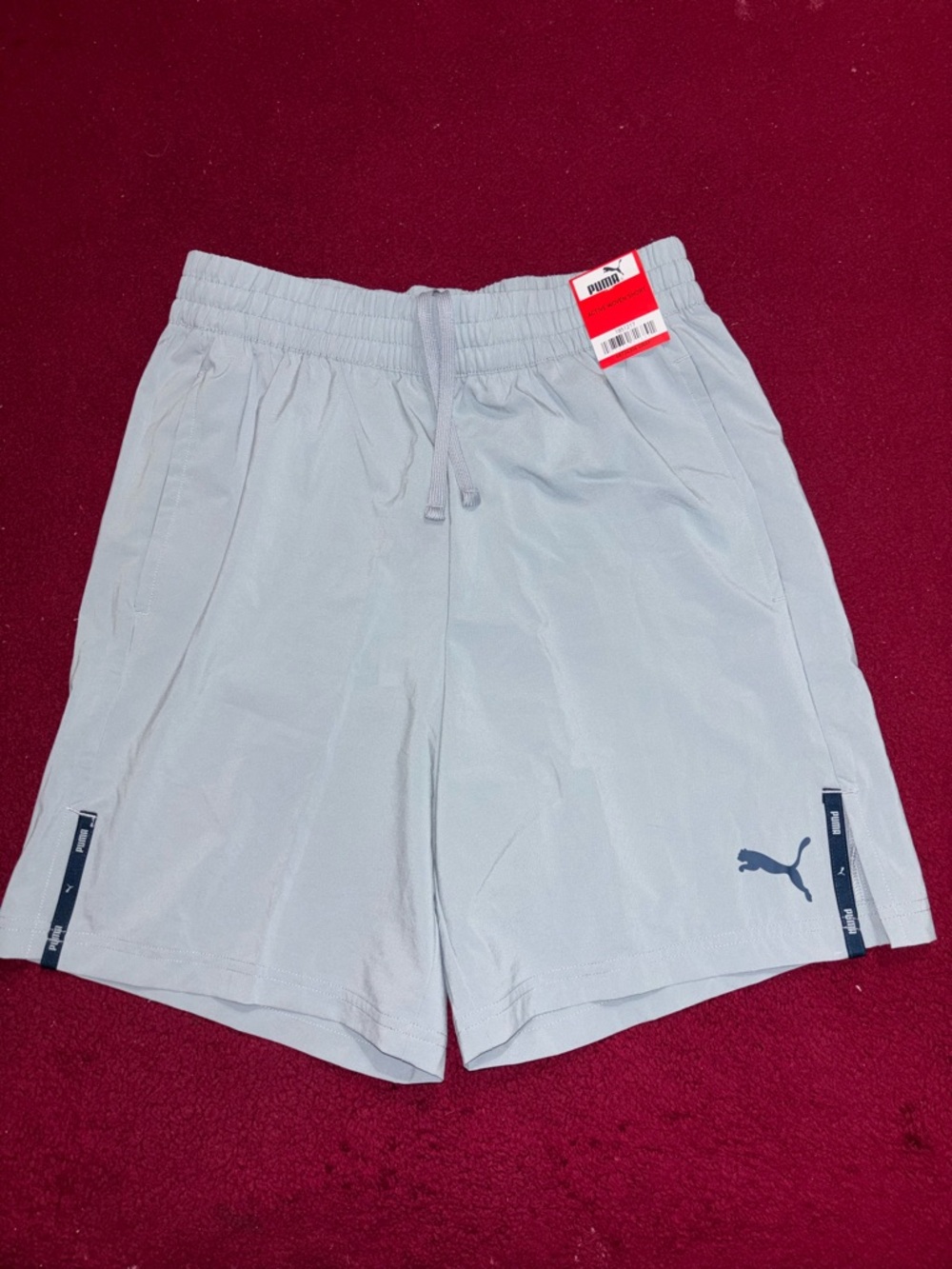 Puma Light Gray Men's Athletic Shorts with Navy Accents